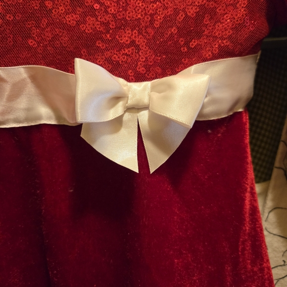 🤶 EUC 2T pink & violet CHRISTMAS DRESS with Bow And Faux Fur Trim - Picture 5 of 7